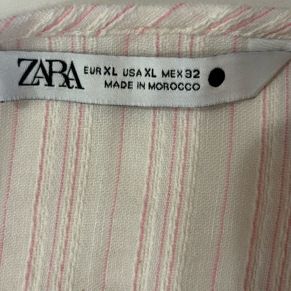 Zara Cream and Pink Striped Linen Blend Tunic Dress ZW Collection Size XL. - Picture 3 of 4